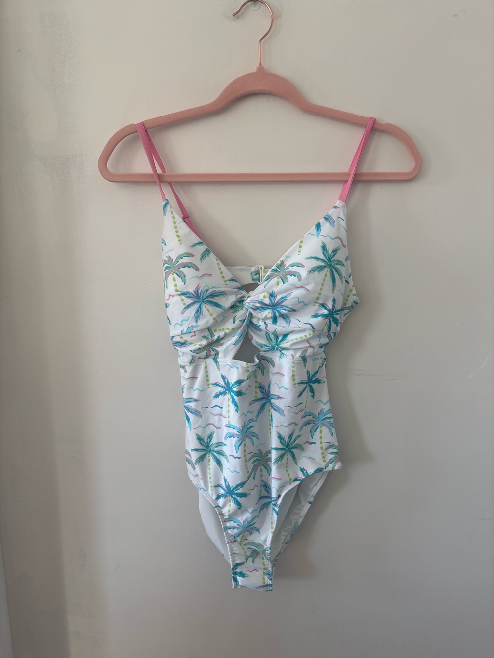 New Caden Lane Women's M Blue White Palm Tree One Piece Swimsuit